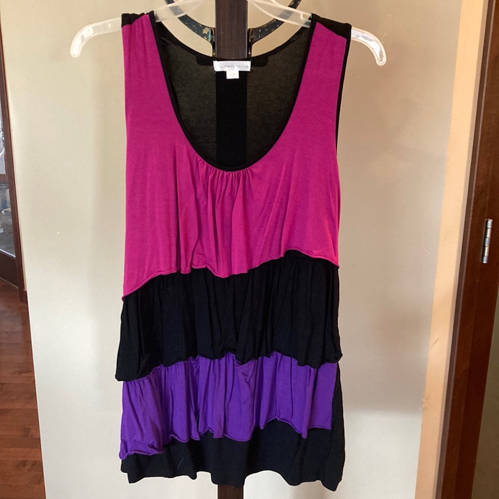 Multicolour ruffle tank top, size large
